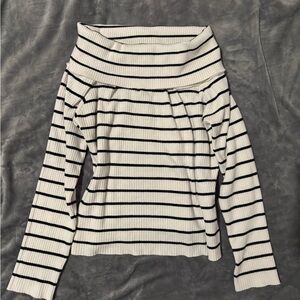 H&M Black and White Ribbed Knit Sweater